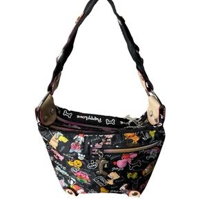 PUPPY LOVE Black Nylon Small Mini Handbag Multicolour Dogs Doggo Logo